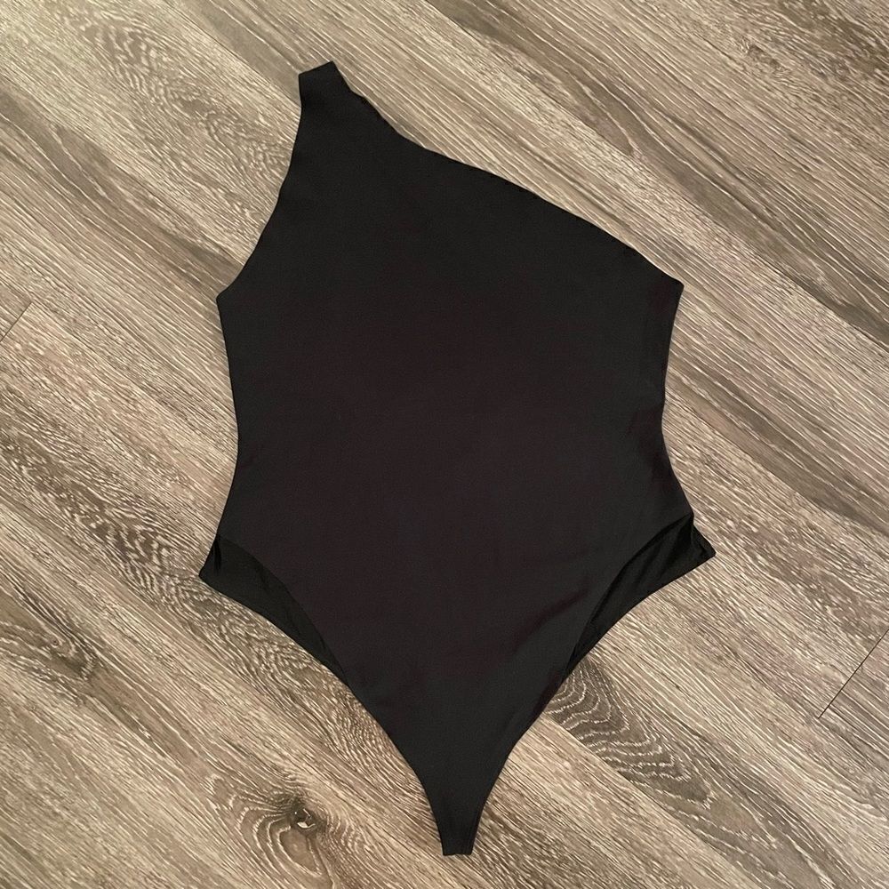 Athleta One-Shoulder Black Bodysuit